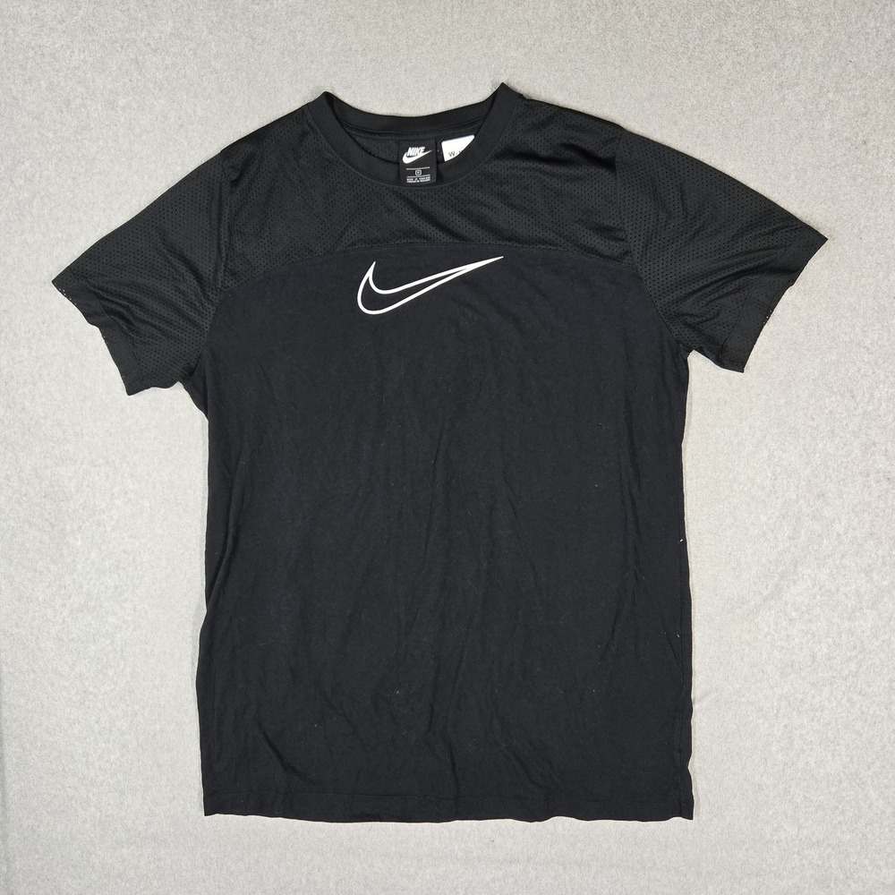 Nike Men Shirt 1X Black Swoosh Logo Superset Activewear Short Sleeve Mesh